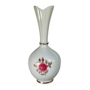 Lenox Roselyn Classic Cream Rose 24K Gold Trim Bulbous 8" Vase